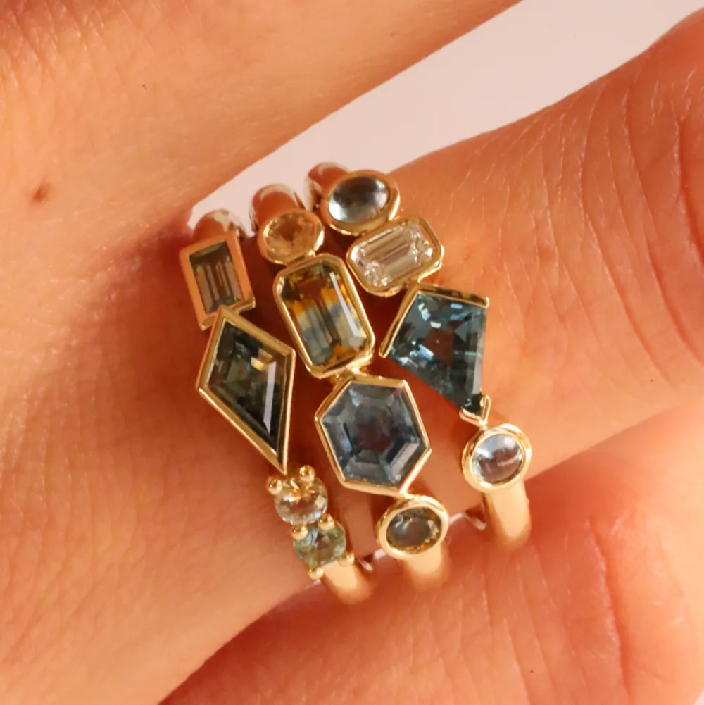 Marrow Fine Birthstone Collection | Ready To Ship^1.08ctw Montana Sapphire Linear Ring 14kyellowgold