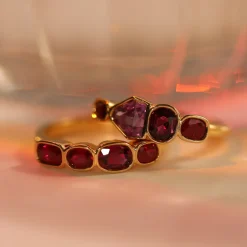 Marrow Fine Birthstone Collection | Ready To Ship^1.00ctw Ruby and 0.90ct Sapphire Linear Band 14kyellowgold