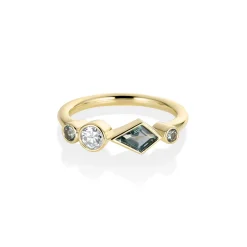 Marrow Fine Birthstone Collection | The Kaleidoscope Collection^0.48ctw Sapphire and White Diamond Linear Band 14kyellowgold