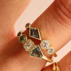 Marrow Fine Birthstone Collection | The Kaleidoscope Collection^0.48ctw Sapphire and White Diamond Linear Band 14kyellowgold