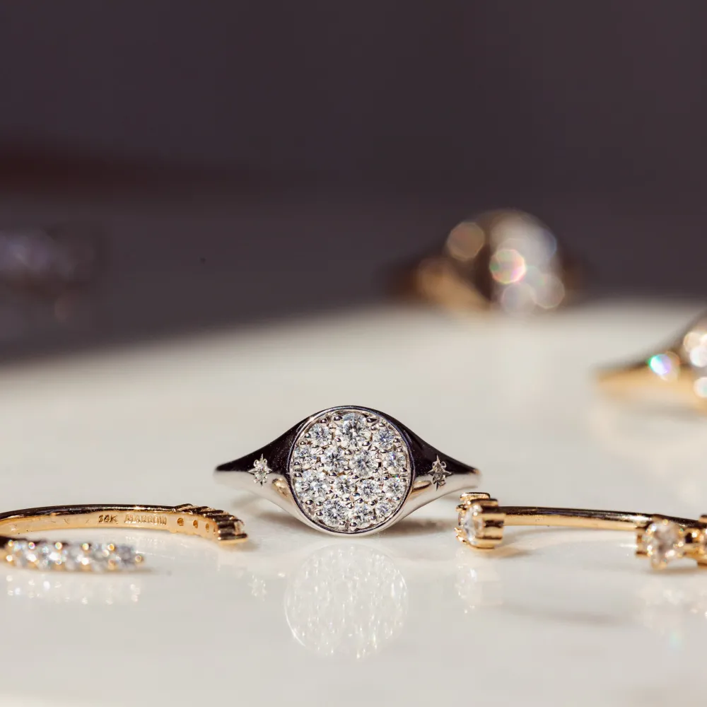 Marrow Fine For The New Mom | Anniversary Gifts^Full Moon Signet Ring | Moon Gold Diamond Ring
