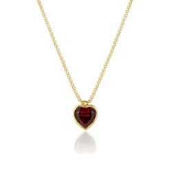 Marrow Fine Birthstone Collection | One-of-a-kind Pieces^Garnet Heart Charm Necklace on Dainty Box Chain 14kyellowgold