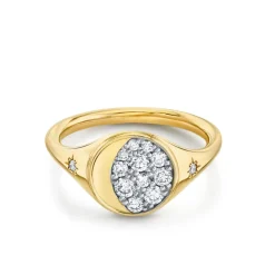 Marrow Fine For The New Mom | Anniversary Gifts^Gibbous Moon Signet Ring | Gold & Diamond Signet Bohemian Ring