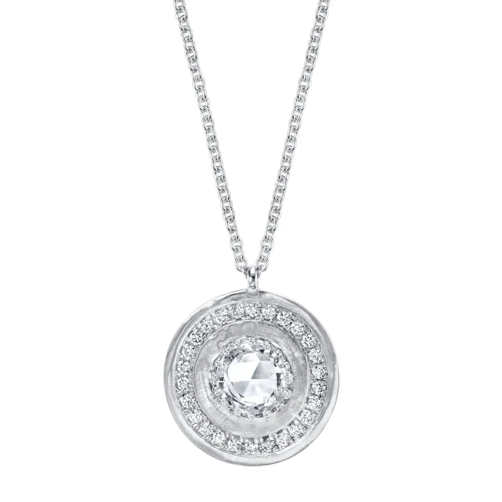 Marrow Fine Birthstone Collection | Most Gifted^La Femme Amulet | Rose Cut White Diamond Medallion Necklace