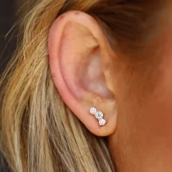 Marrow Fine Earrings^Large White Diamond Orion Studs