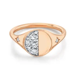 Marrow Fine For The New Mom | Anniversary Gifts^Quarter Moon Signet Ring | Diamond Crescent Moon Ring
