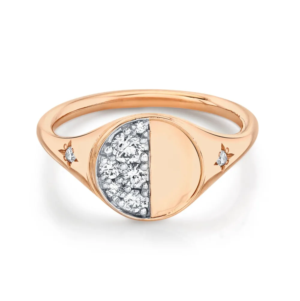 Marrow Fine For The New Mom | Anniversary Gifts^Quarter Moon Signet Ring | Diamond Crescent Moon Ring