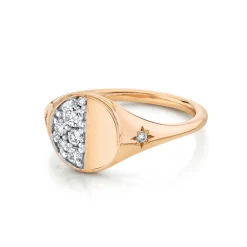 Marrow Fine For The New Mom | Anniversary Gifts^Quarter Moon Signet Ring | Diamond Crescent Moon Ring