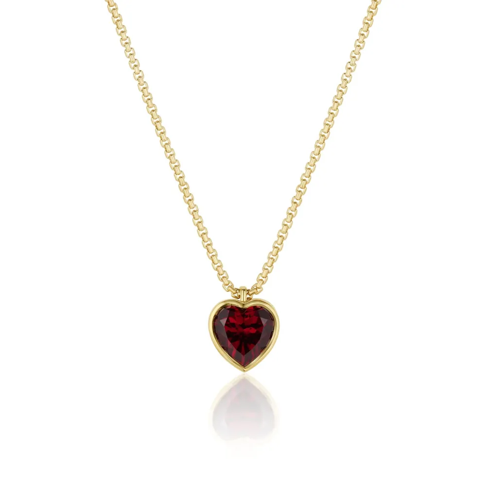 Marrow Fine Birthstone Collection | One-of-a-kind Pieces^Rhodolite Heart Charm Necklace on Dainty Box Chain 14kyellowgold