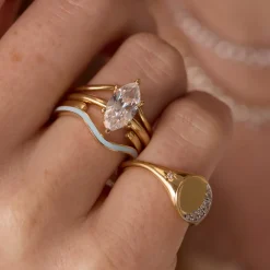Marrow Fine For The Bride-to-be | Wedding Bands^Something Blue Enamel Wave Band