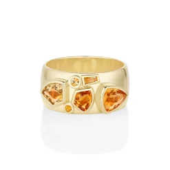 Marrow Fine Birthstone Collection | Ready To Ship^1.35tcw Citrine and Sapphire Tessera Ring 14kyellowgold