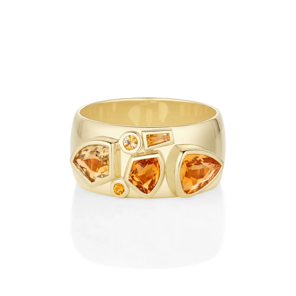 Marrow Fine Birthstone Collection | Ready To Ship^1.35tcw Citrine and Sapphire Tessera Ring 14kyellowgold
