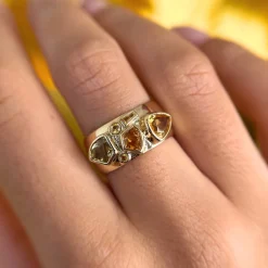 Marrow Fine Birthstone Collection | Ready To Ship^1.35tcw Citrine and Sapphire Tessera Ring 14kyellowgold