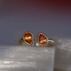 Marrow Fine Birthstone Collection | Ready To Ship^1.73tcw Mandarin Garnet Pear Shape Ring 14kyellowgold