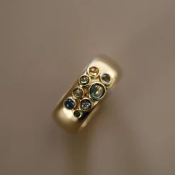Marrow Fine Ready To Ship | Ready To Ship^0.88tcw Montana Sapphire Tessera Cigar Band 14kyellowgold