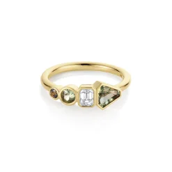 Marrow Fine Birthstone Collection | The Kaleidoscope Collection^0.79tcw Sapphire and White Diamond Linear Ring 14kyellowgold