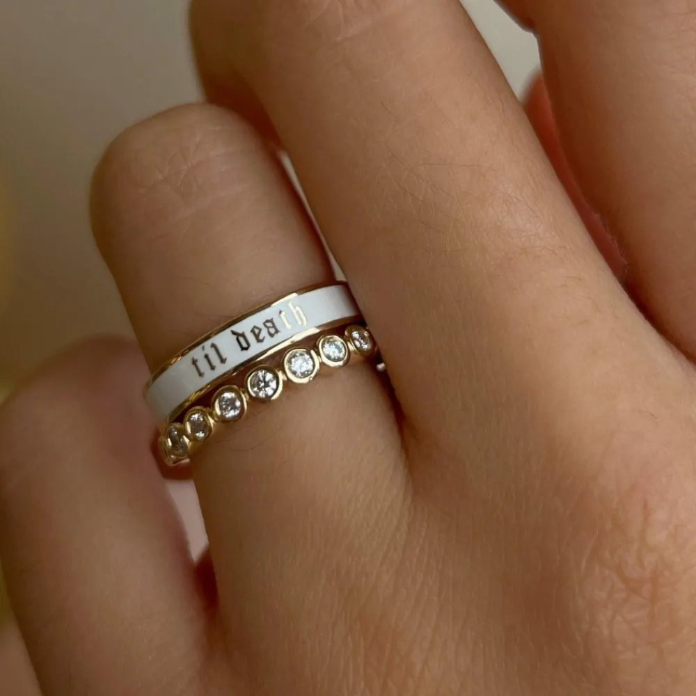 Marrow Fine Anniversary Gifts | Wedding Bands^Til Death White Enamel Band - 4mm