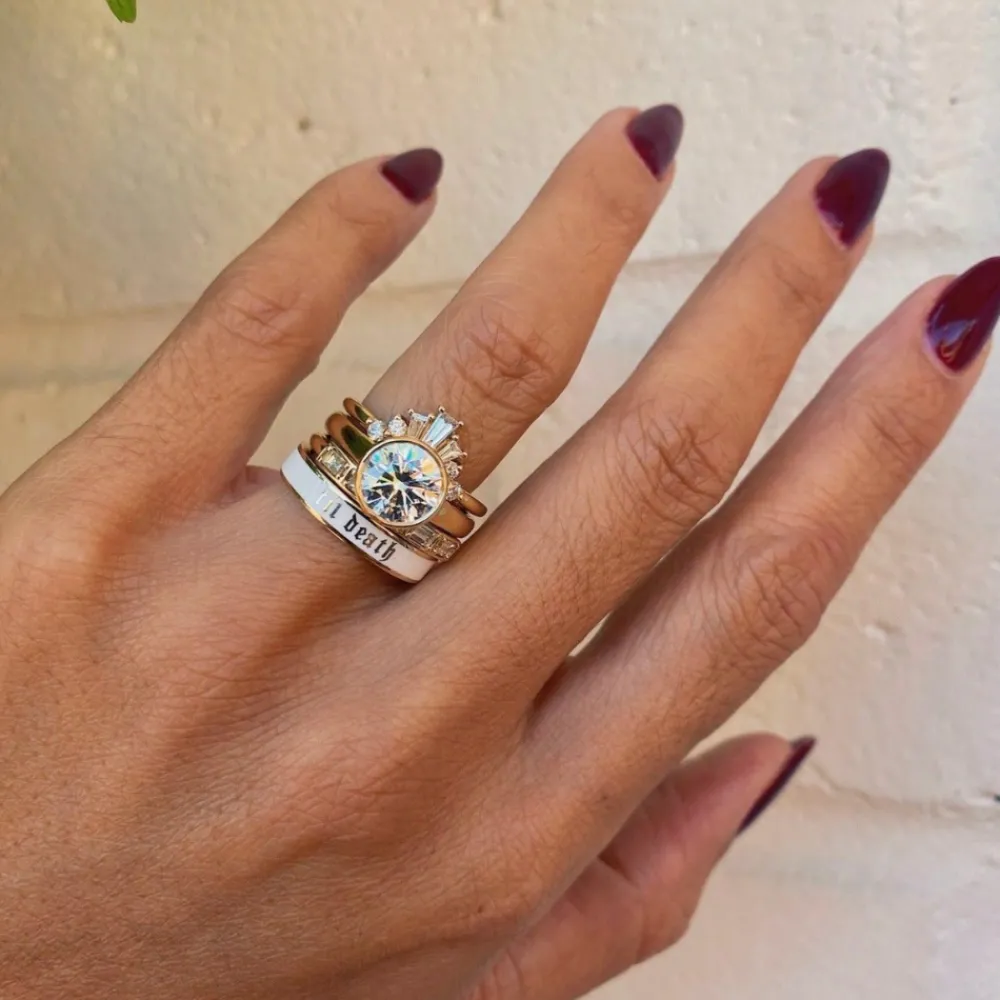 Marrow Fine Anniversary Gifts | Wedding Bands^Til Death White Enamel Band - 4mm