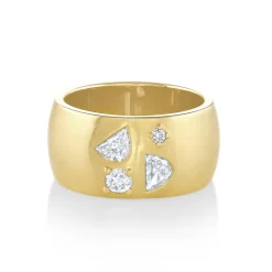 Marrow Fine Ready To Ship | Ready To Ship^White Diamond Shapes Unique Gold Cigar Ring 14kyellowgold