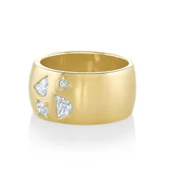 Marrow Fine Ready To Ship | Ready To Ship^White Diamond Shapes Unique Gold Cigar Ring 14kyellowgold