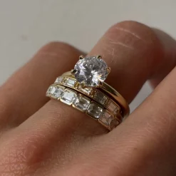 Marrow Fine Eternity Bands | Wedding Bands^White Diamond Step Cut Stacking Band