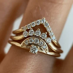 Marrow Fine Wedding Bands | Rings^White Diamond Triangle Nesting Ring | Geometric Ring for Bridal Stack
