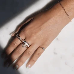 Marrow Fine Wedding Bands | Rings^White Diamond Triangle Nesting Ring | Geometric Ring for Bridal Stack